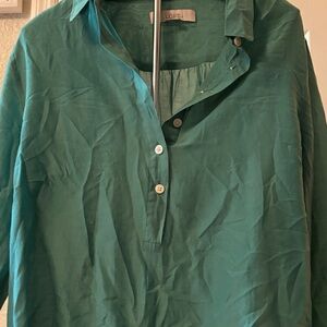 LOFT Turquoise Button-Up Blouse